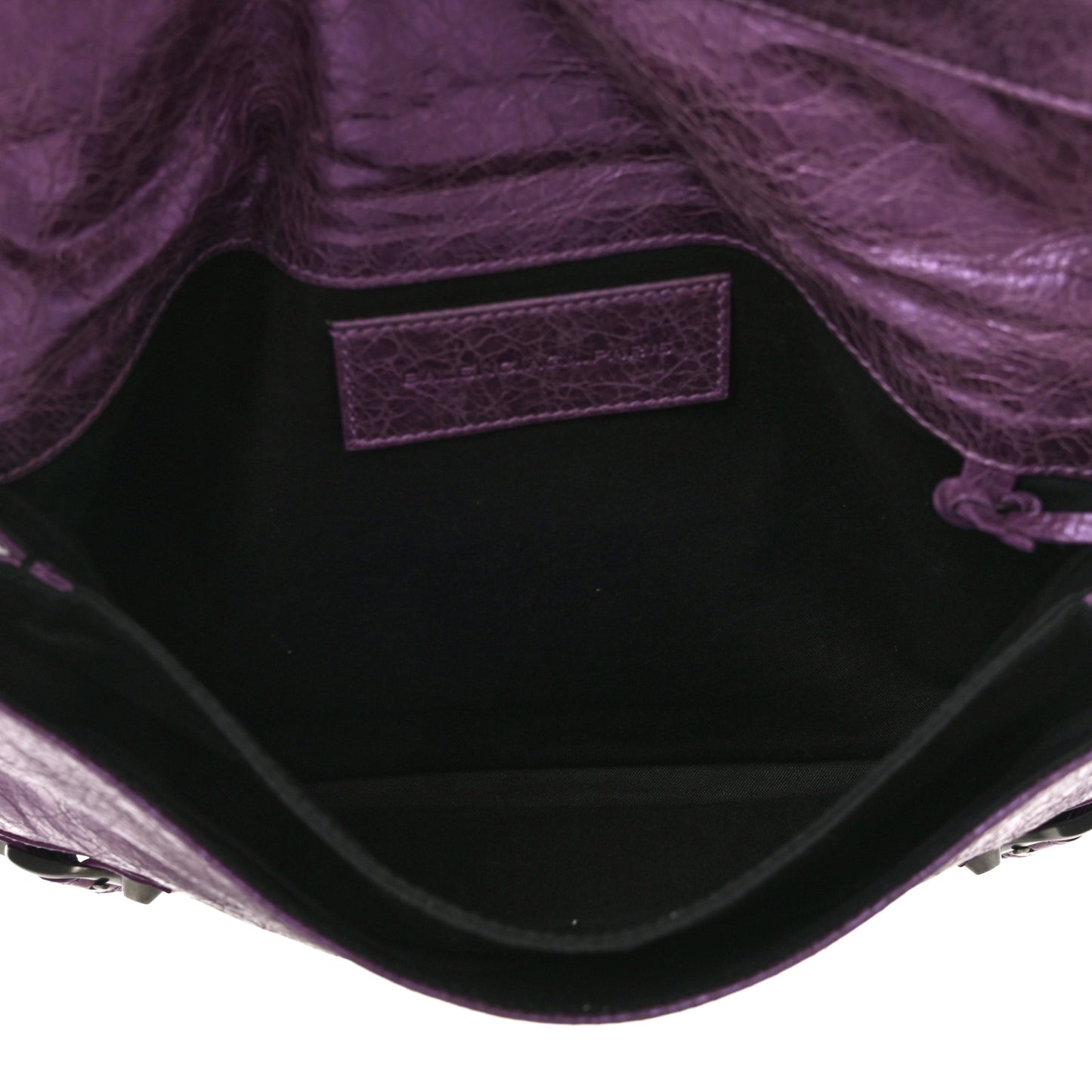 Agneau Classic Hardware Envelope Clutch Metallic Purple