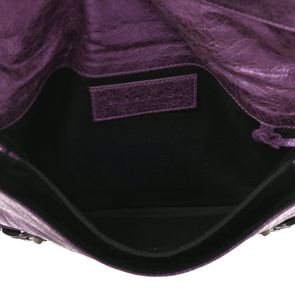 Balenciaga Agneau Classic Hardware Envelope Clutch Metallic Purple 5 of 13