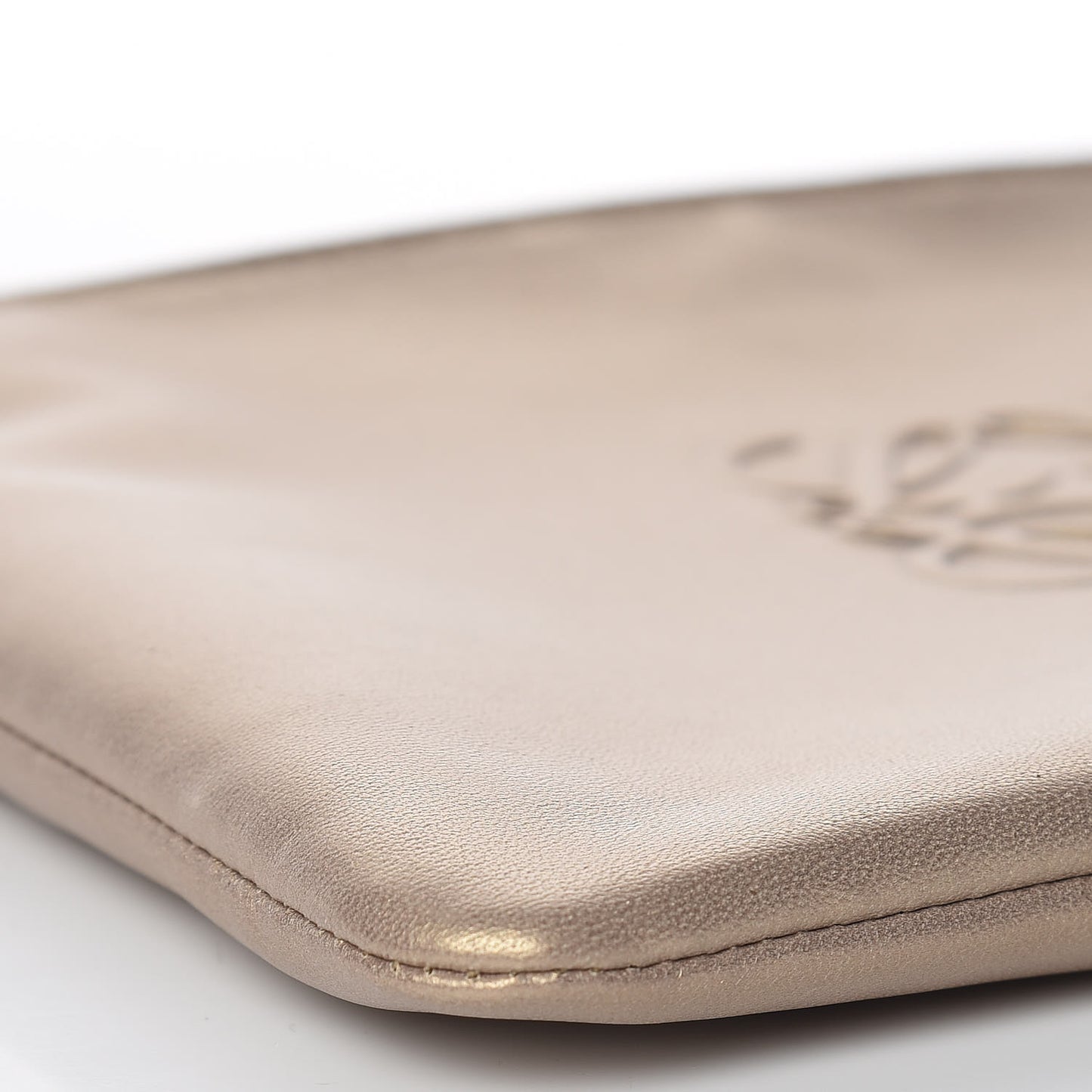 Metallic Lambskin Cosmetic Pouch Gold