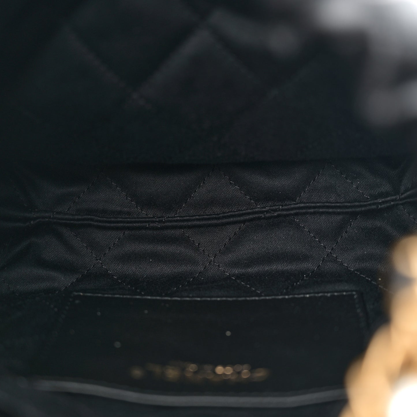 Shiny Crumpled Calfskin Quilted Pearl Mini Chanel 22 Black
