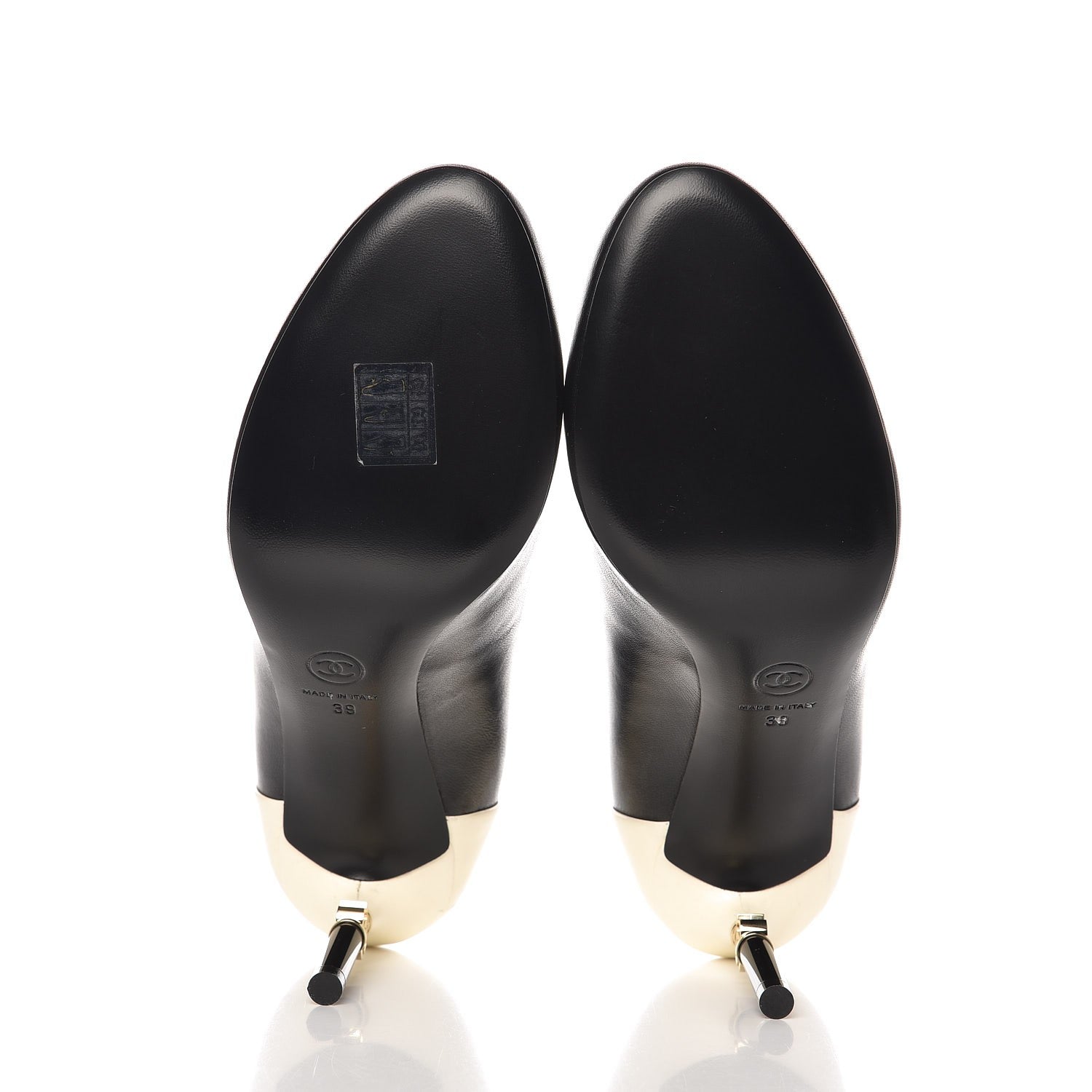 Chanel Lambskin CC Pumps 39 Black Ivory 5 of 9