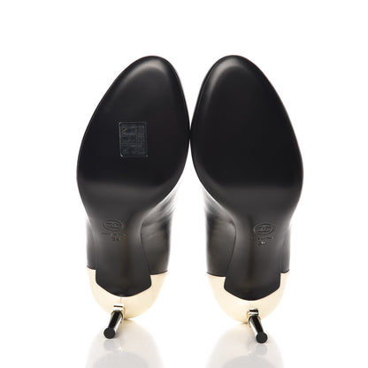 Chanel Lambskin CC Pumps 39 Black Ivory 5 of 9