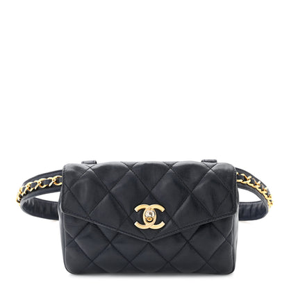 Chanel Lambskin Quilted Flap Waist Belt Bag 75 30 Navy 1 of 11