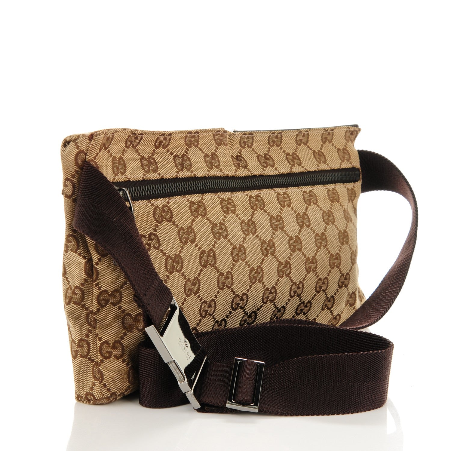 Gucci GG Monogram Double Pocket Belt Bag Dark Brown 3 of 7