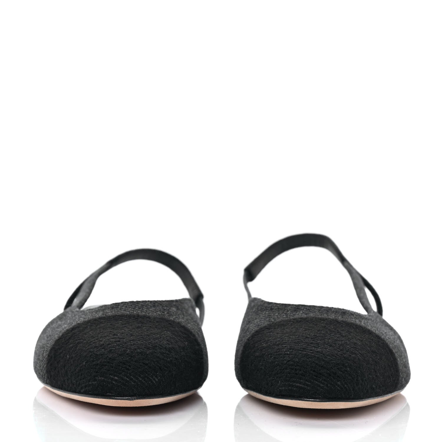 Chanel Grosgrain Cap Toe CC Slingback Flats 38 Black 2 of 8