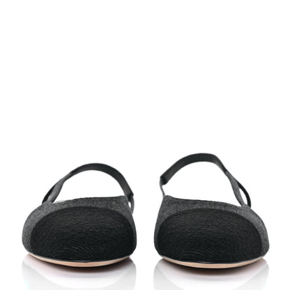 Chanel Grosgrain Cap Toe CC Slingback Flats 38 Black 2 of 8