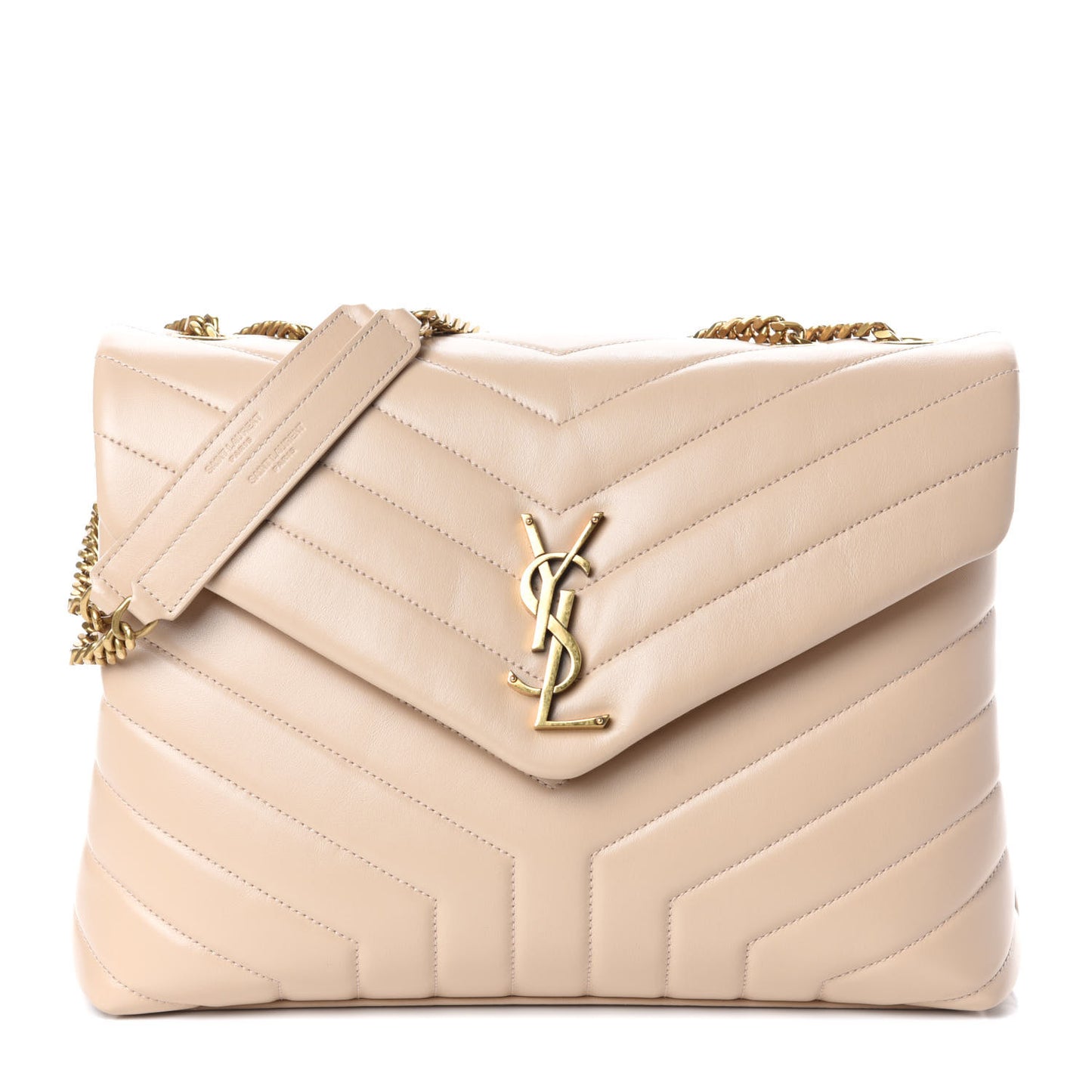 Calfskin Y Quilted Monogram Medium Loulou Chain Satchel Nude Powder