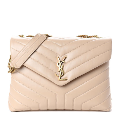 Saint Laurent Calfskin Y Quilted Monogram Medium Loulou Chain Satchel Nude Powder 1 of 9