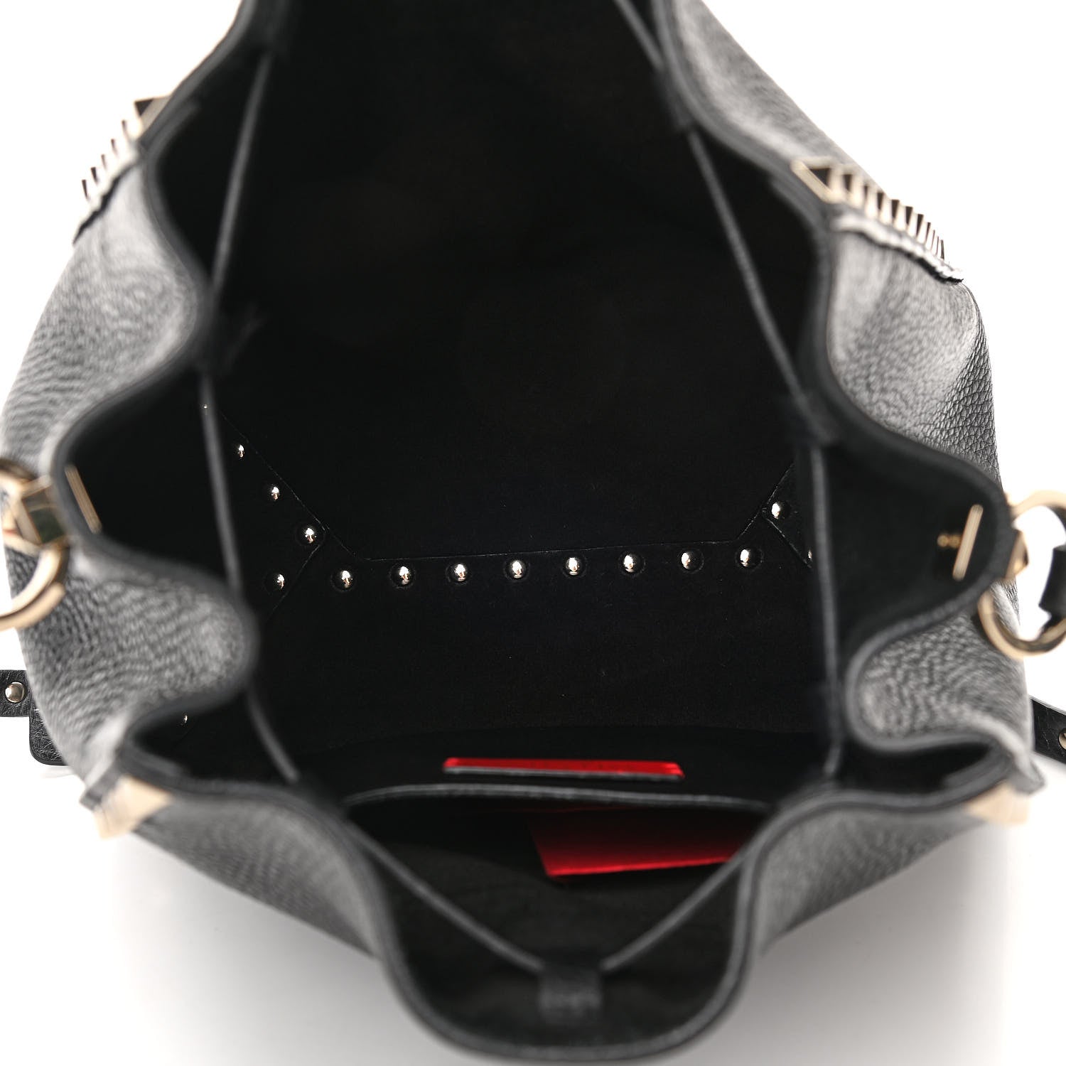 Valentino Garavani Grained Calfskin Rockstud Bucket Bag Black 4 of 8