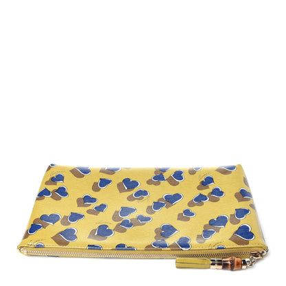 Gucci Calfskin Heartbeat Print Large Pouch Yellow Multicolor 10 of 11