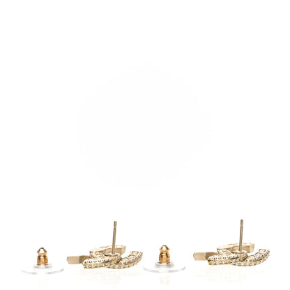 Chanel Crystal Timeless CC Earrings Light Gold 3 of 5