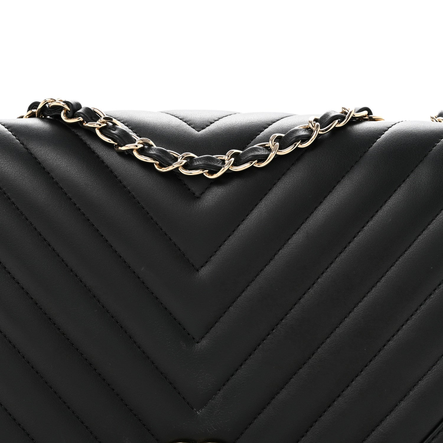 Chanel Calfskin Chevron Quilted Large Statement Flap Black 7 of 11