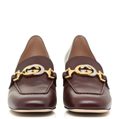 Gucci Malaga Kid Zumi Mid Heel Loafers 37.5 Vintage Bordeaux 2 of 9