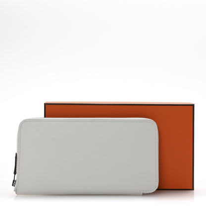 Hermes Evercolor Barenia Silk'In Wallet New White Capucine Bleu Zephyr 7 of 7