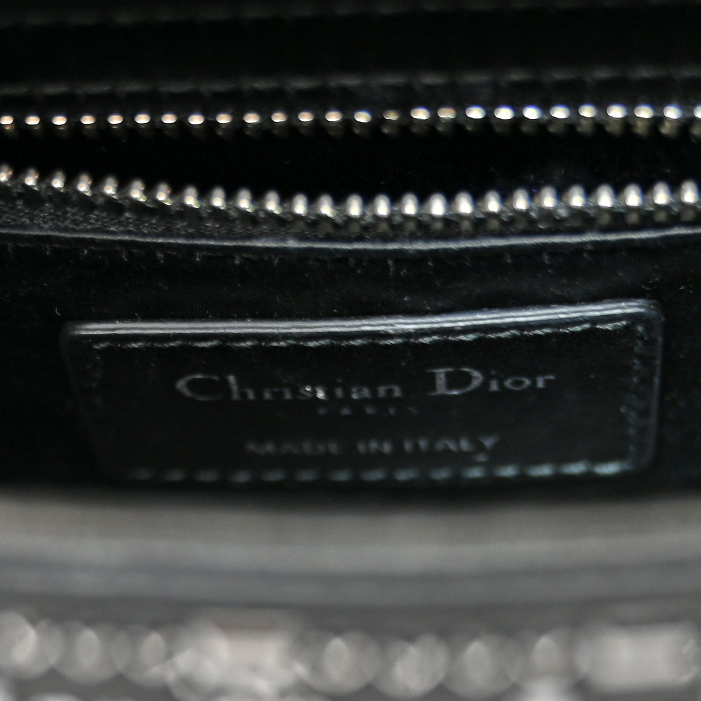 Satin Crystal Cannage Mini Lady Dior Black