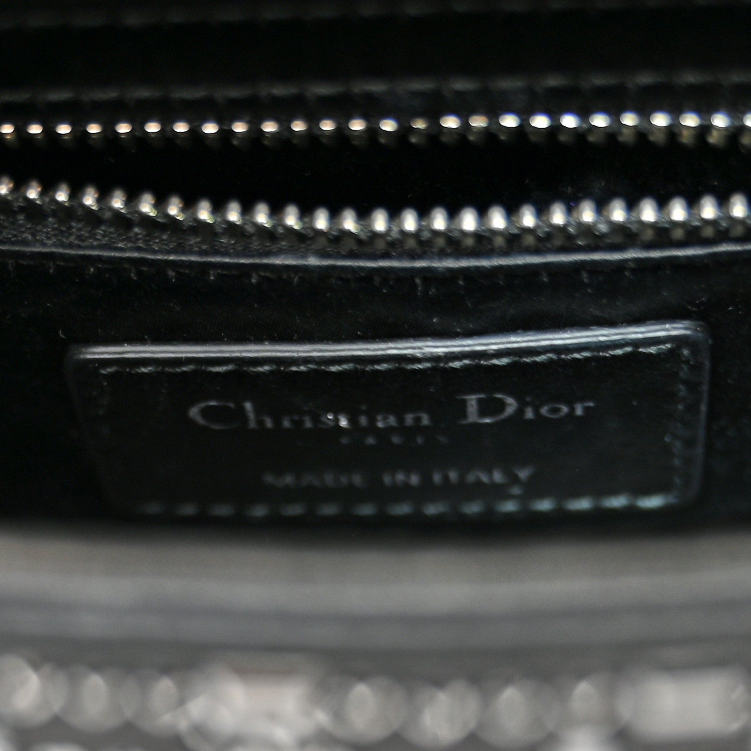 Christian Dior Satin Crystal Cannage Mini Lady Dior Black 6 of 9