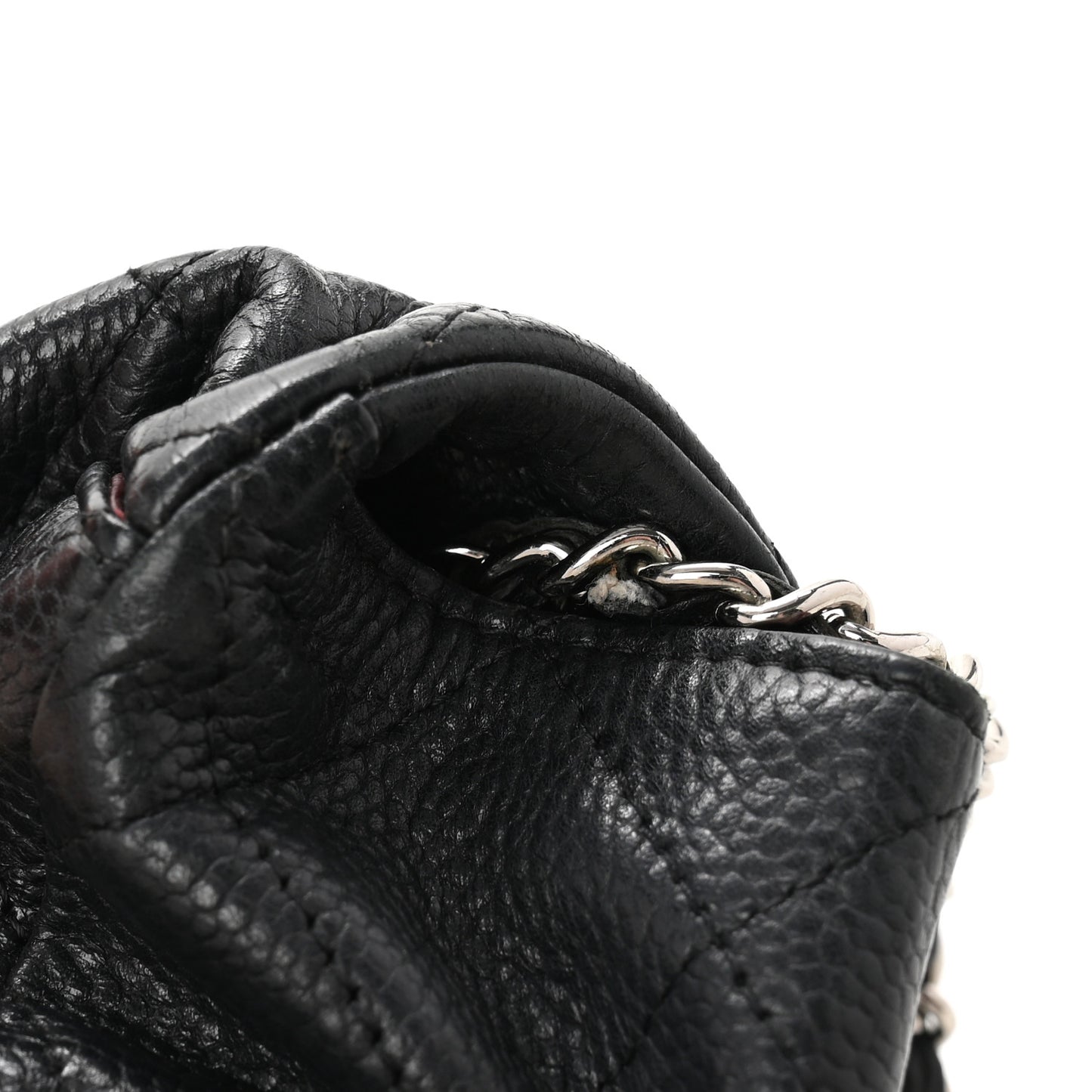 Caviar Quilted Clutch With Chain Flap Black