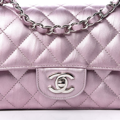 Chanel Metallic Calfskin Quilted Mini Rectangular Flap Pink 9 of 10