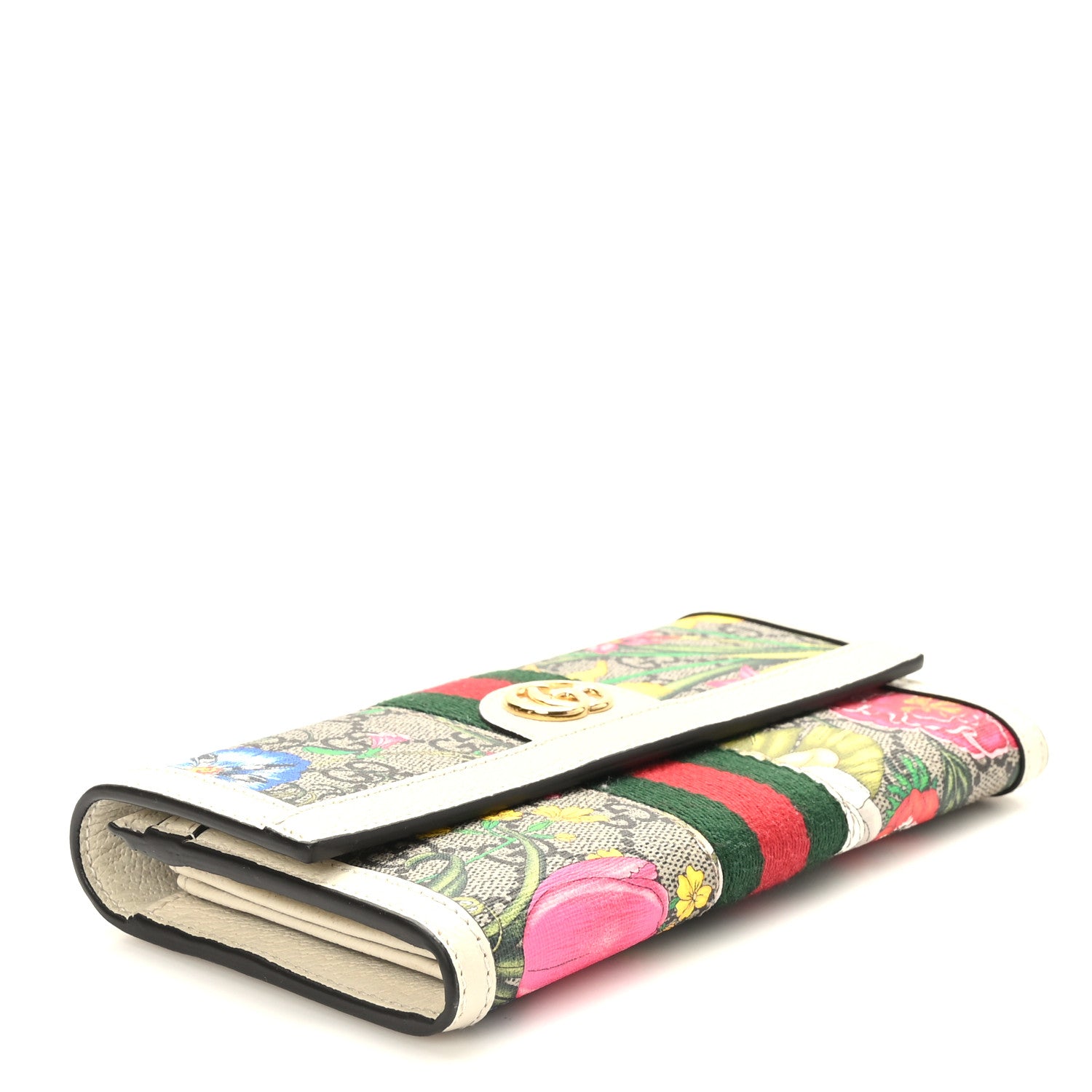Gucci GG Supreme Monogram Flora Web Ophidia Continental Wallet White 4 of 6