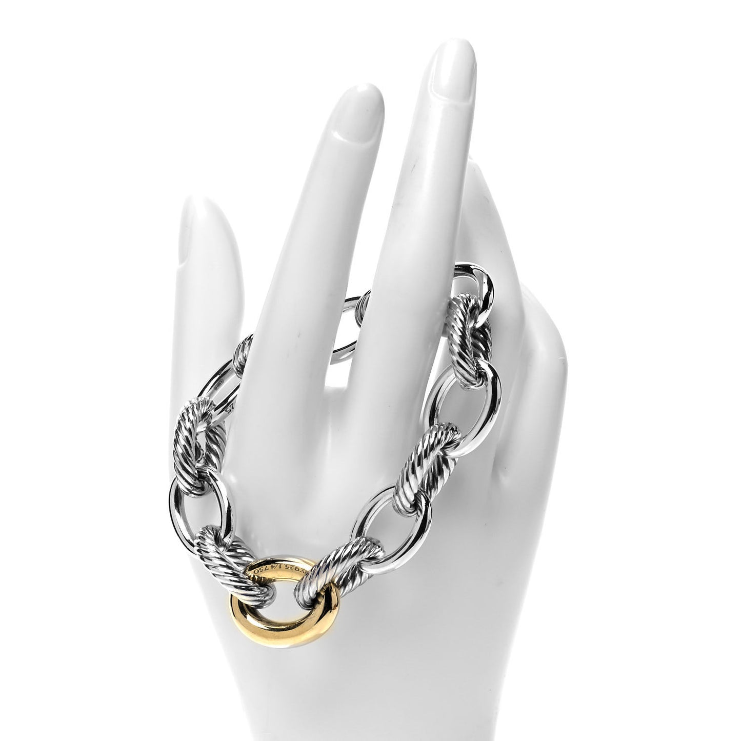 Sterling Silver 18K Yellow Gold 19mm Extra Large Oval Link Bracelet
