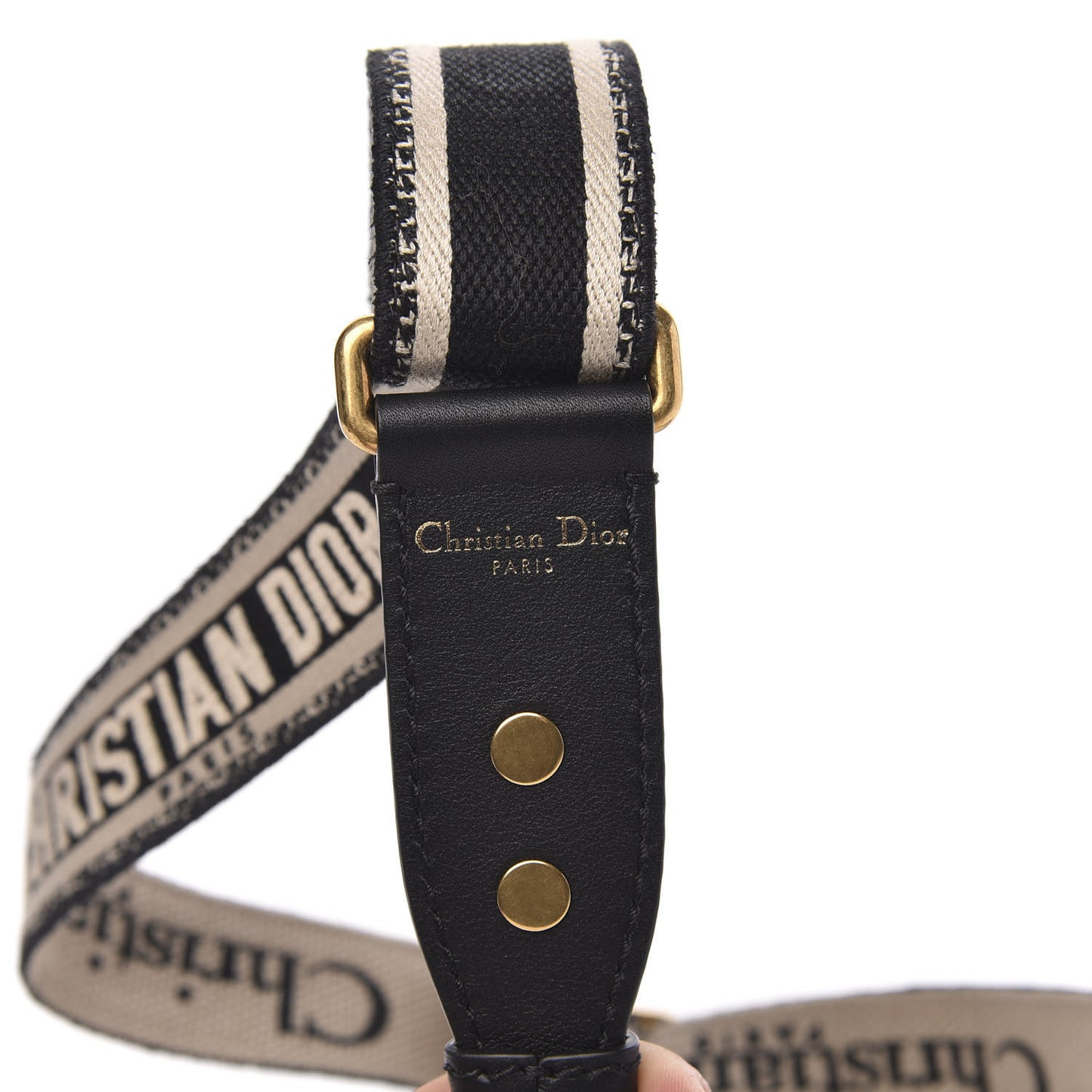 Canvas Embroidered Adjustable Shoulder Strap Black