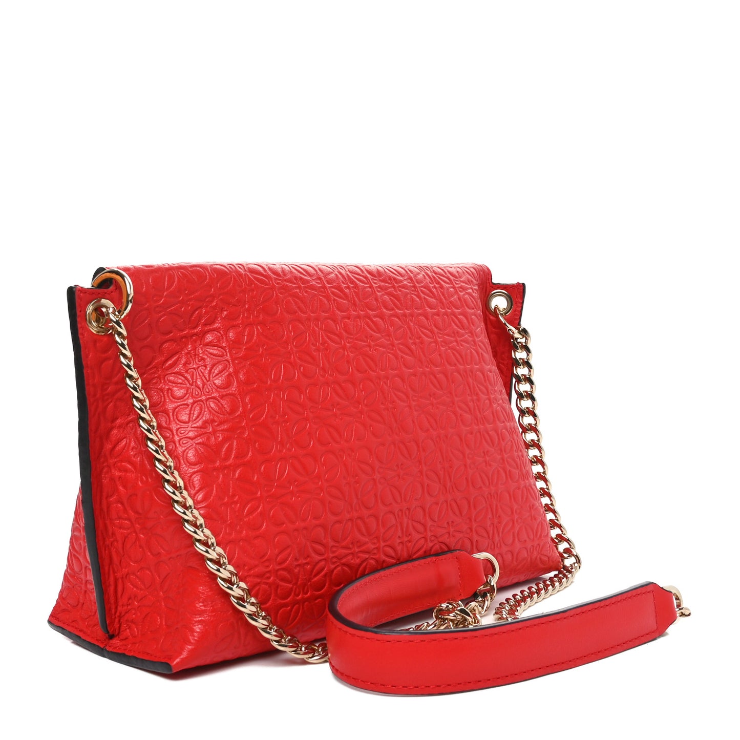 Goatskin Embossed Avenue Shoulder Bag Red