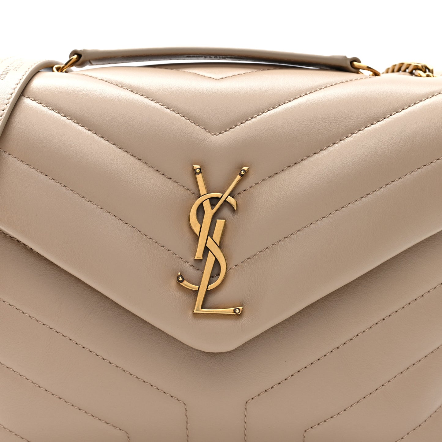 Calfskin Y Quilted Monogram Small Loulou Chain Satchel Dark Beige