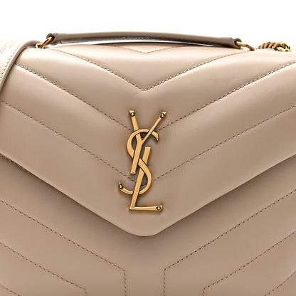 Saint Laurent Calfskin Y Quilted Monogram Small Loulou Chain Satchel Dark Beige 7 of 9