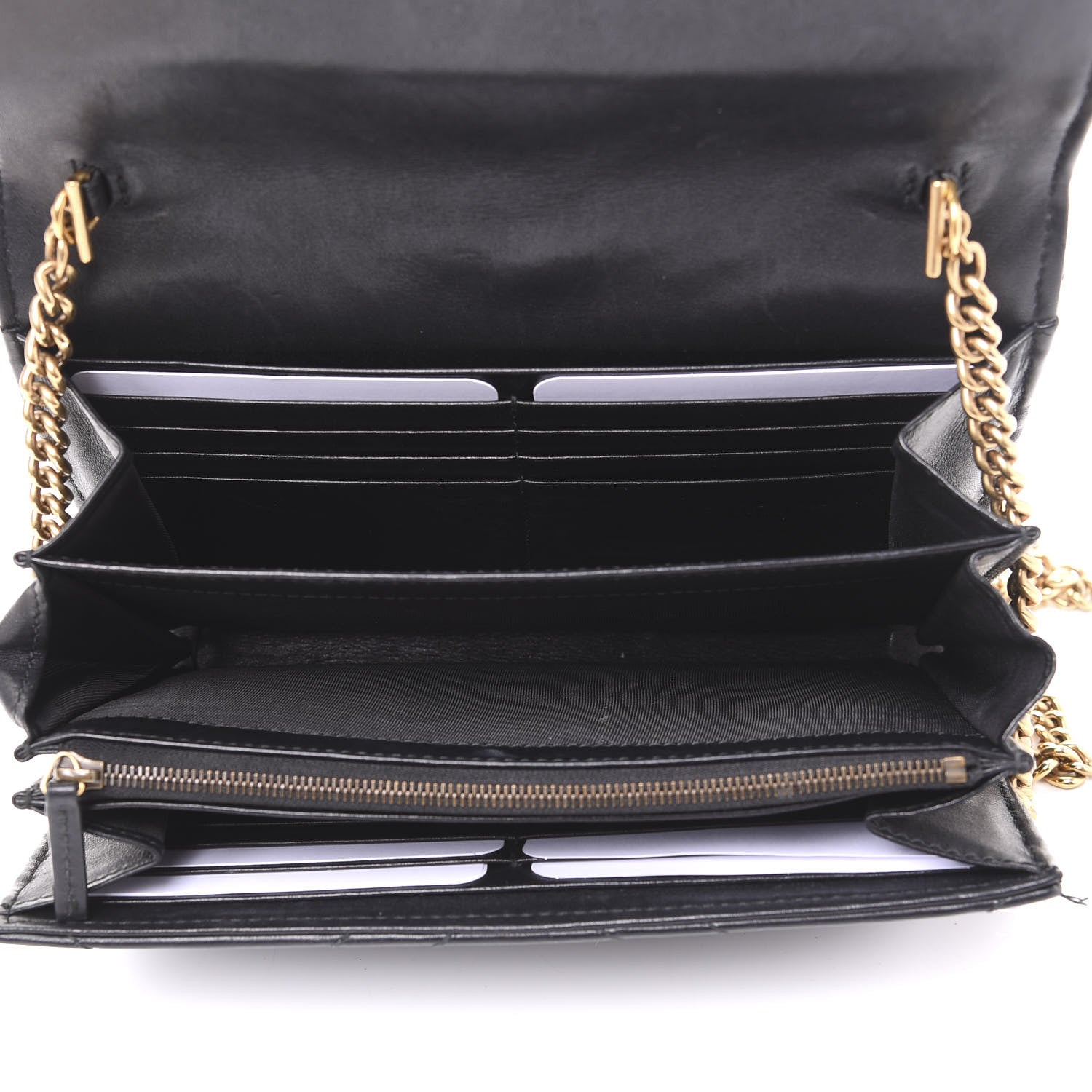 Gucci Calfskin Matelasse GG Marmont Chain Wallet Black 4 of 8