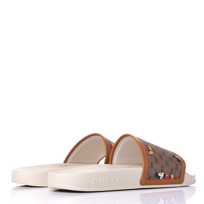 Gucci X DISNEY Mini Vintage GG Supreme Monogram Mickey Mouse Womens Slide Sandals 38 Beige Vintage Sun Oil 4 of 11