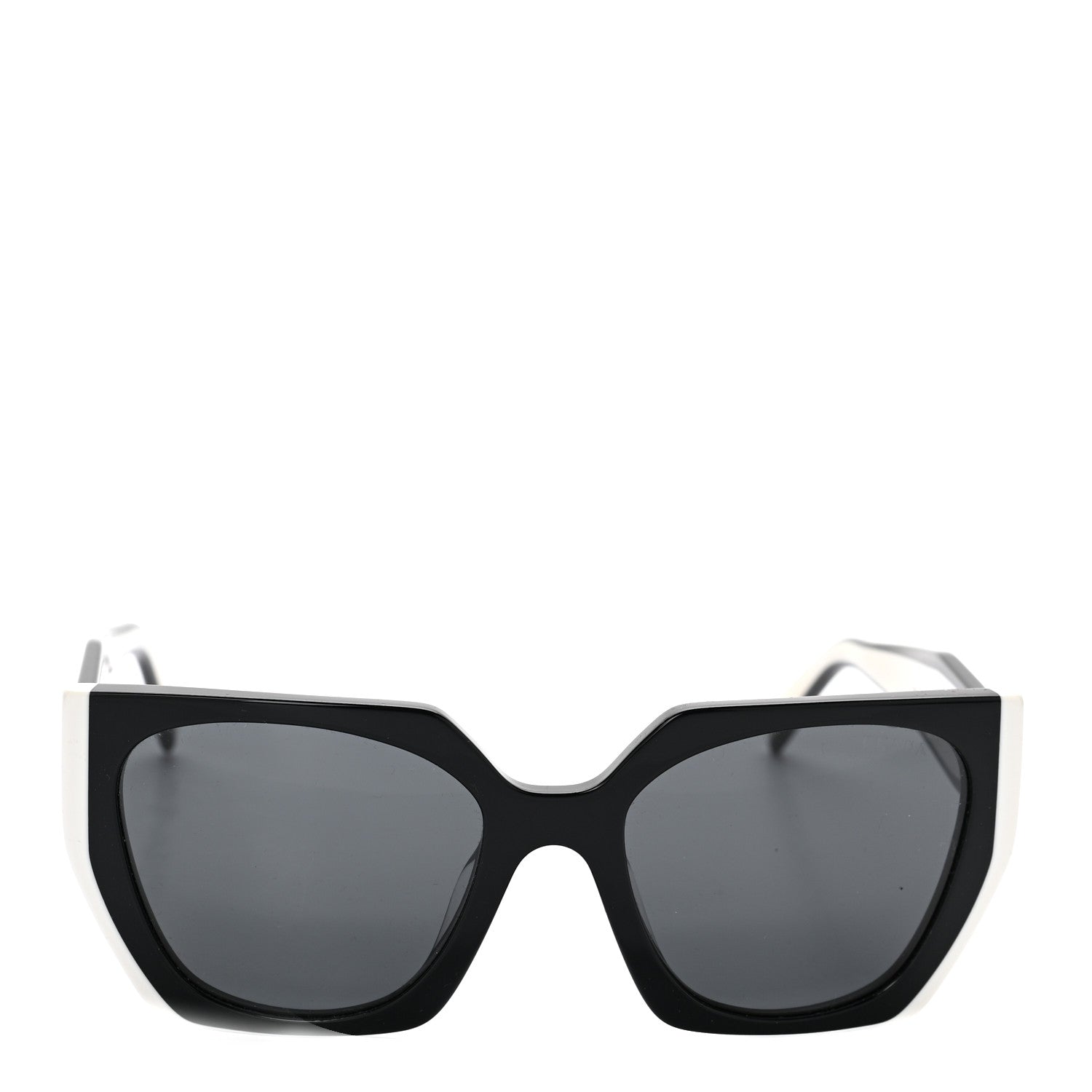 Prada Square Sunglasses SPR 15W Black White 2 of 8