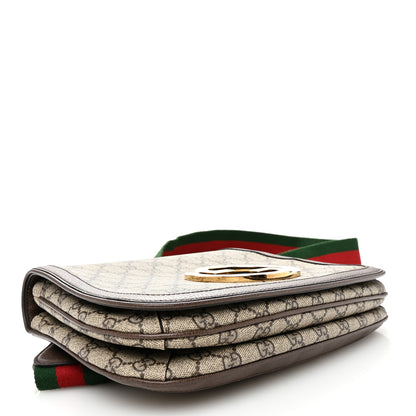 Gucci GG Supreme Monogram Textured Dollar Calfskin Web Medium Blondie Top Handle Shoulder Flap Bag Beige Ebony New Acero 4 of 11