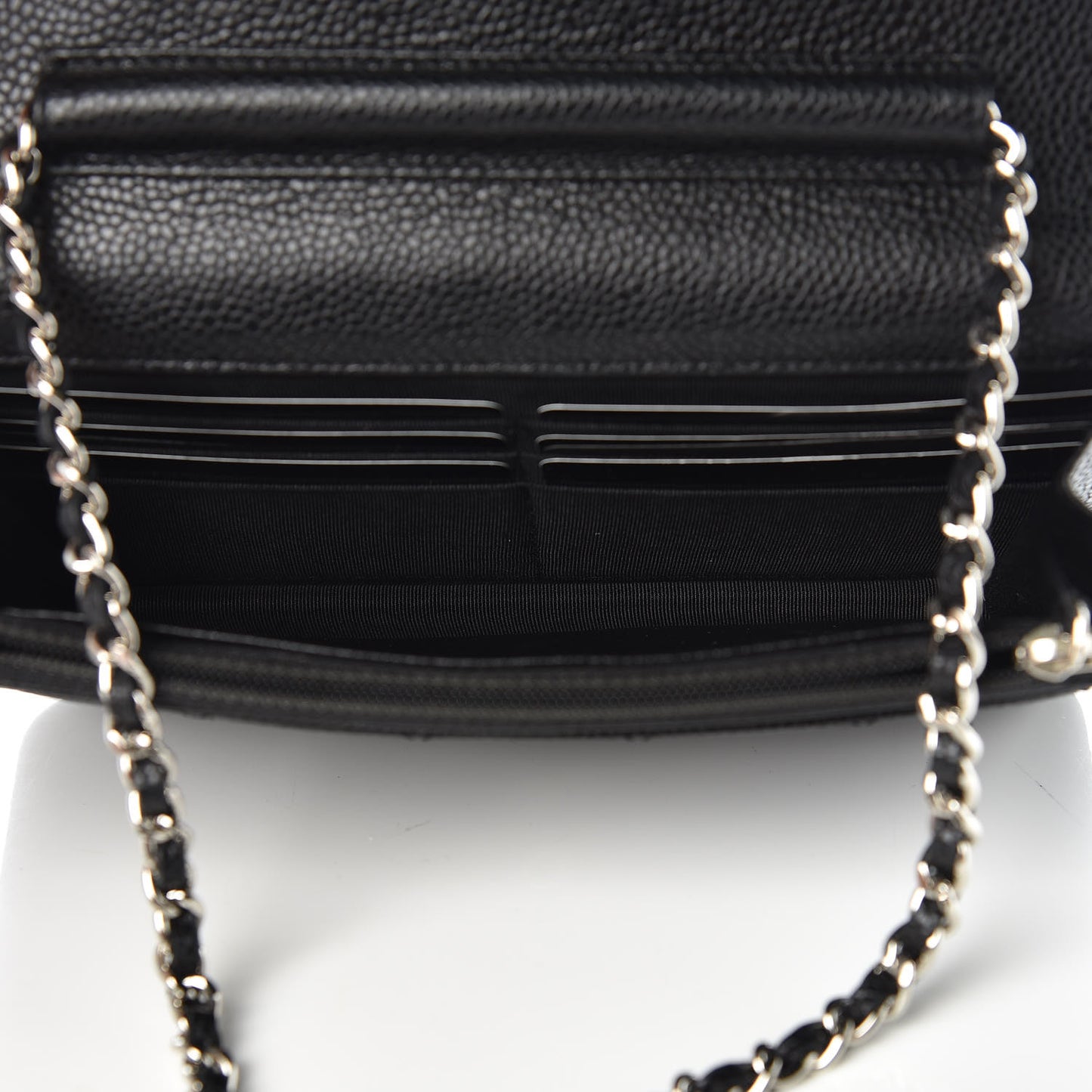 Caviar Quilted Wallet On Chain WOC Black