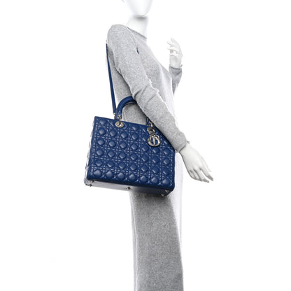 Christian Dior Lambskin Cannage Large Lady Dior Royal Blue 2 of 10