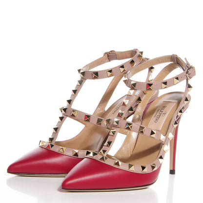Valentino Garavani Nappa Rockstud Ankle Strap Pumps 36 Scarlet Poudre 3 of 6