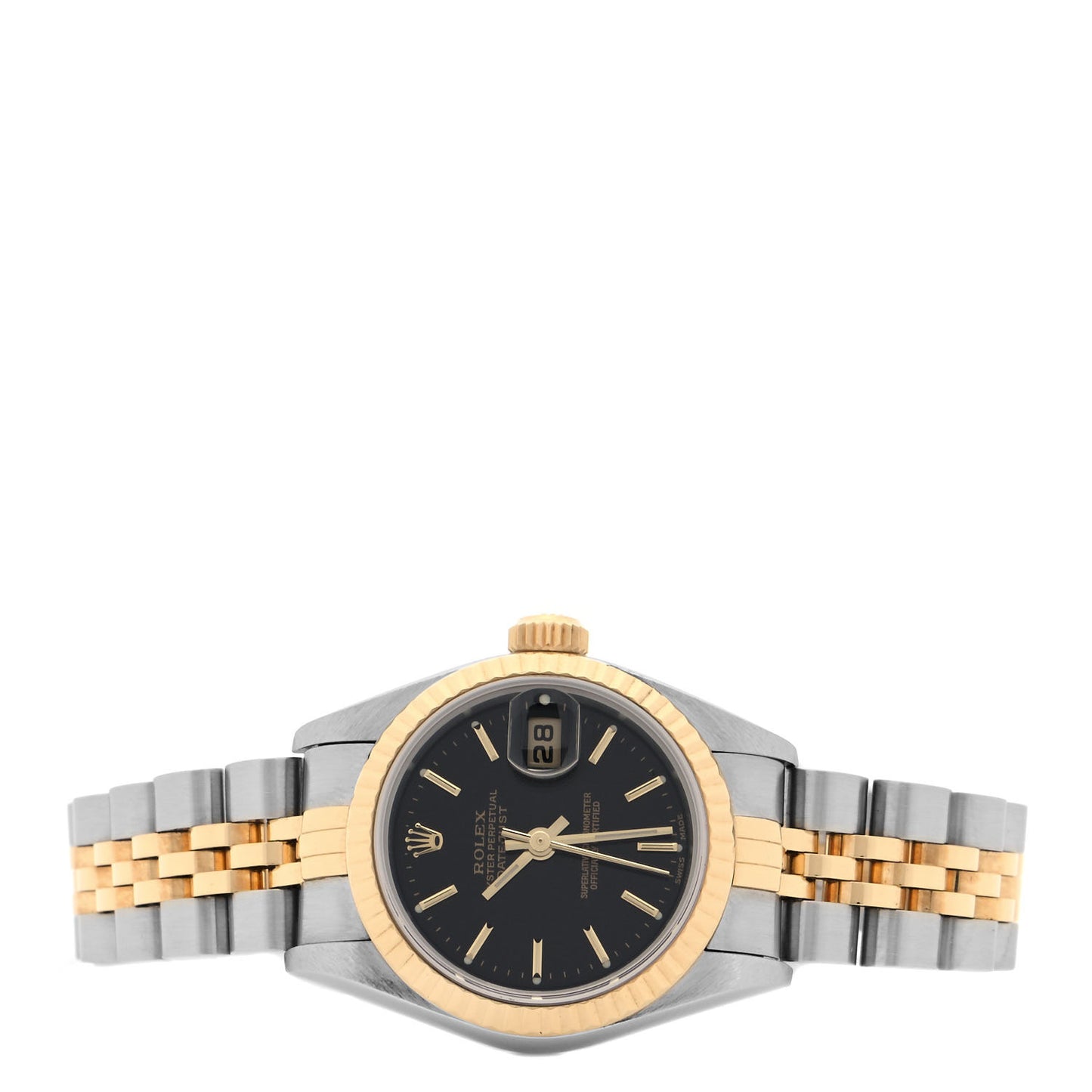 Stainless Steel 18K Yellow Gold 26mm Oyster Perpetual Datejust Watch Black 79173