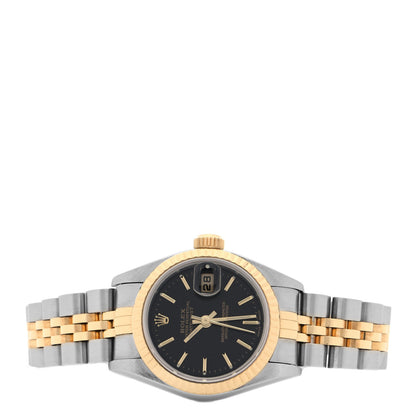 Rolex Stainless Steel 18K Yellow Gold 26mm Oyster Perpetual Datejust Watch Black 79173 2 of 4