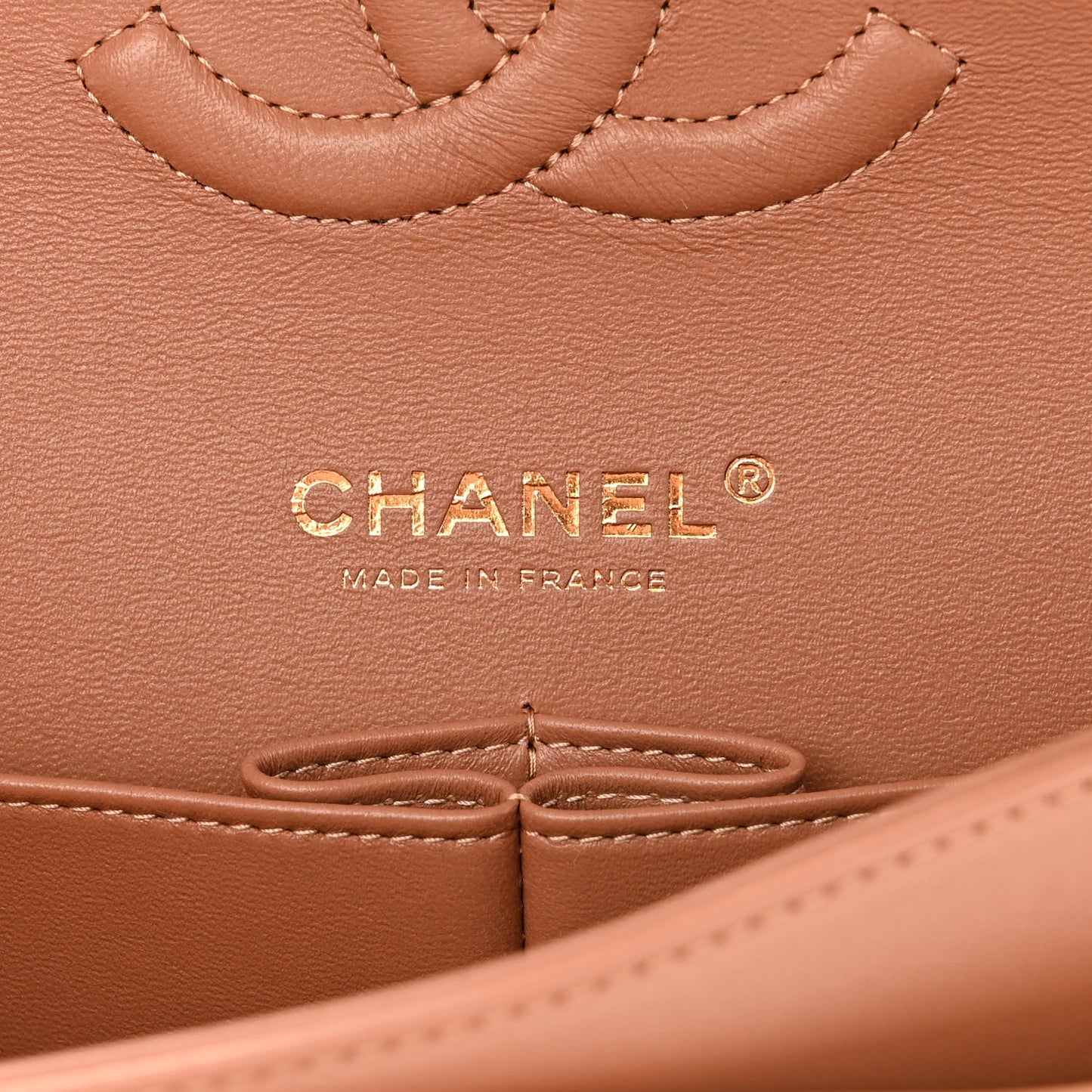 Lambskin Quilted Medium Double Flap Brown