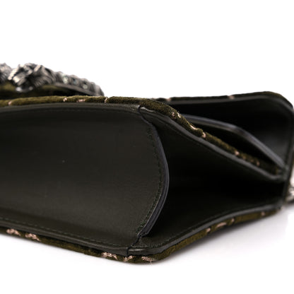 Gucci Velvet Moon Calfskin Crystal GG Monogram Small Dionysus Shoulder Bag Dark Olive Rose Gold 10 of 13