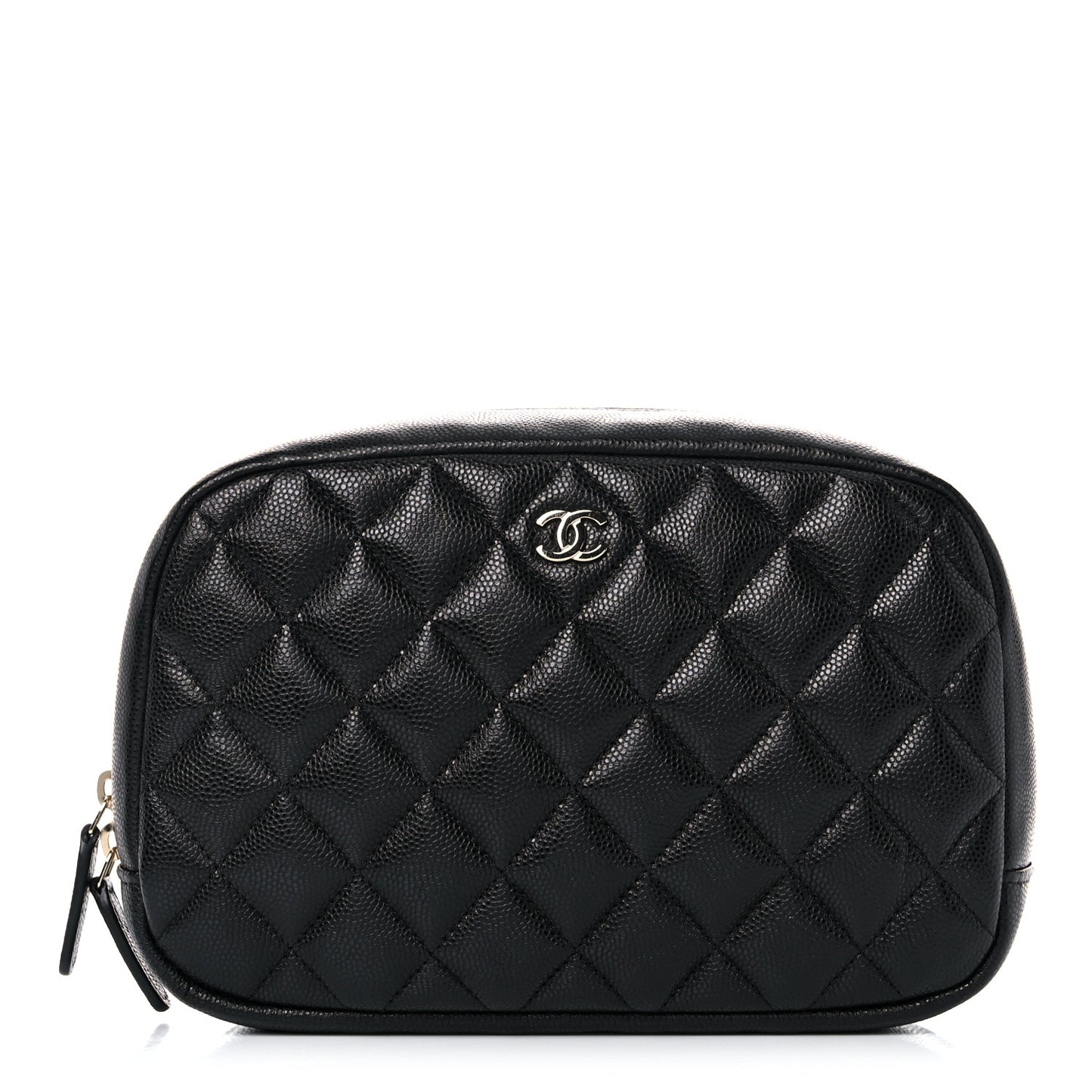 Caviar Quilted Curvy Pouch Cosmetic Case Black