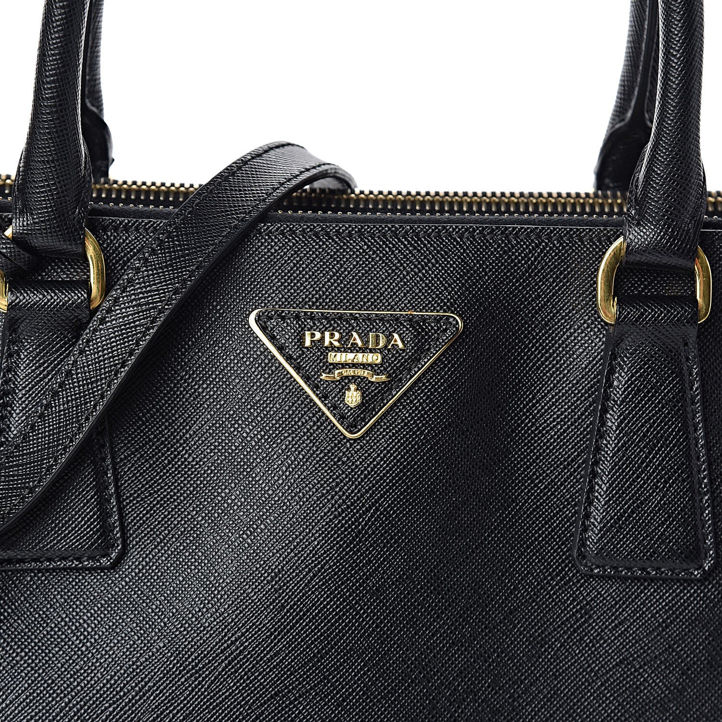 Saffiano Medium Galleria Double Zip Tote Black