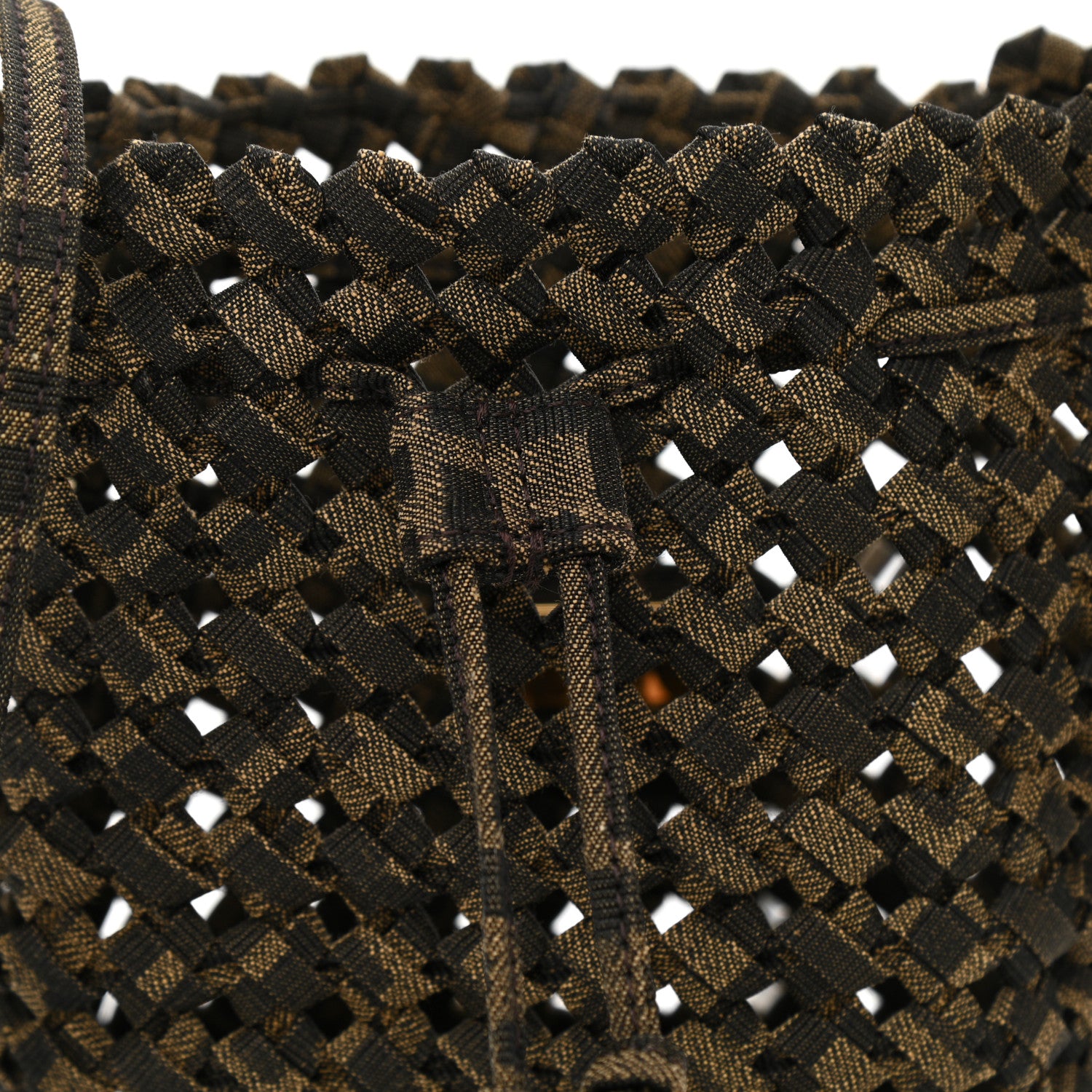 Fendi Fabric Jacquard F is Fendi FF 1974 Woven Knotted Mini Mon Tresor Bucket Bag Tabacco Moro 8 of 10