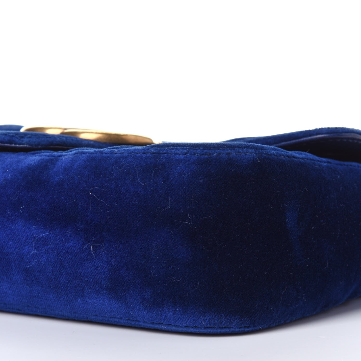 Gucci Velvet Matelasse Mini GG Marmont Shoulder Bag Cobalt Blue 9 of 10