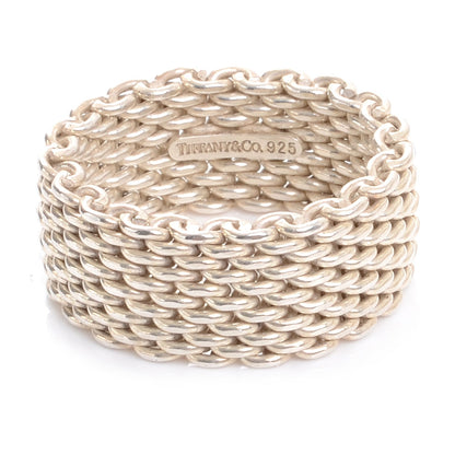 Tiffany Sterling Silver Wide Mesh Somerset Ring 7 1 of 5