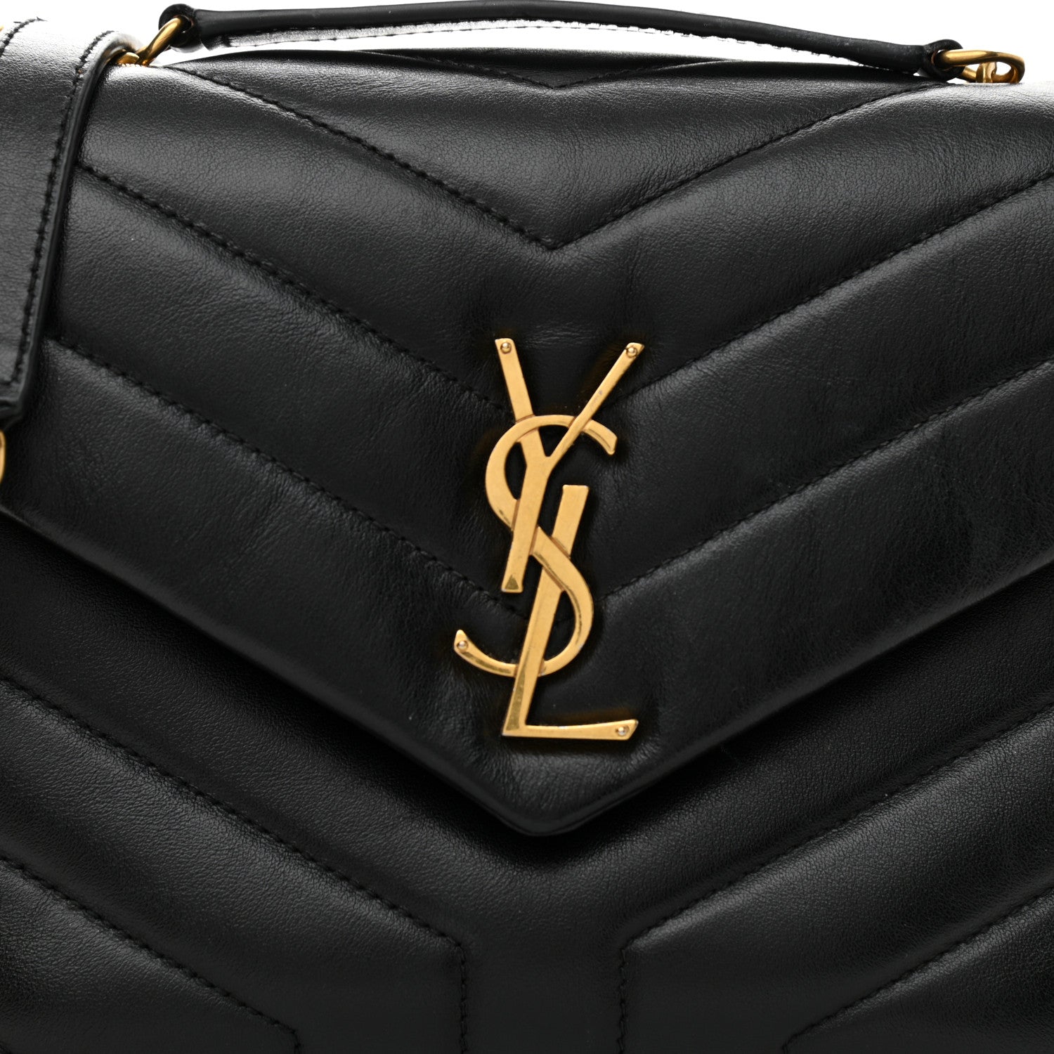Saint Laurent Calfskin Y Quilted Monogram Small Loulou Chain Satchel Black 8 of 10