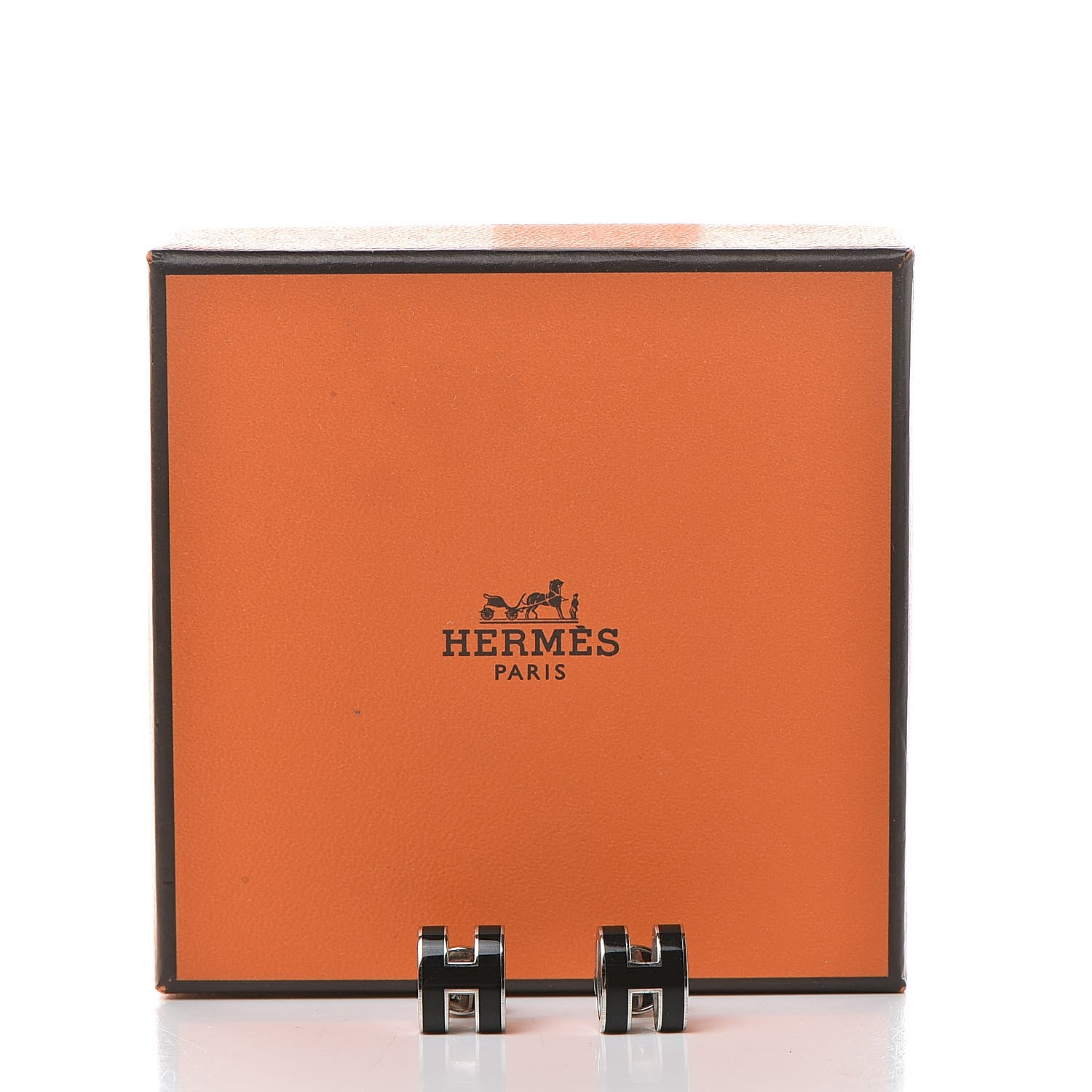 Hermes Palladium Lacquered Pop H Earrings Black 6 of 6