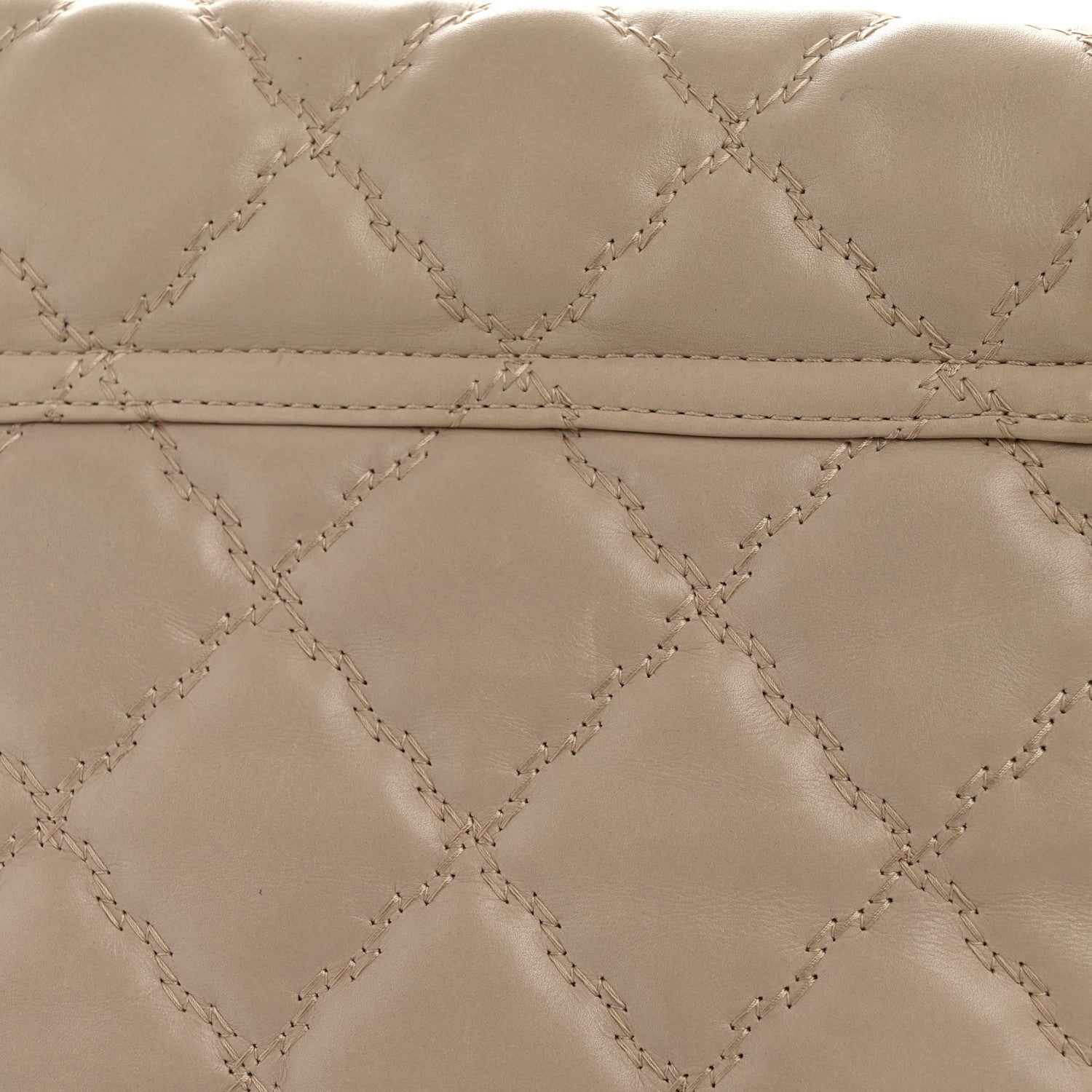 Chanel Calfskin Double Stitch Large Hamptons Flap Bag Beige 13 of 14