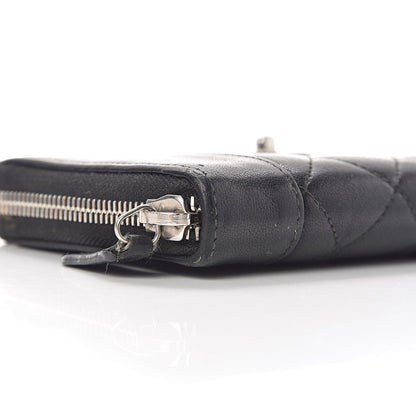 Chanel Sheepskin Quilted Large Gusset Mademoiselle Vintage Zip Around Wallet Black 5 of 11