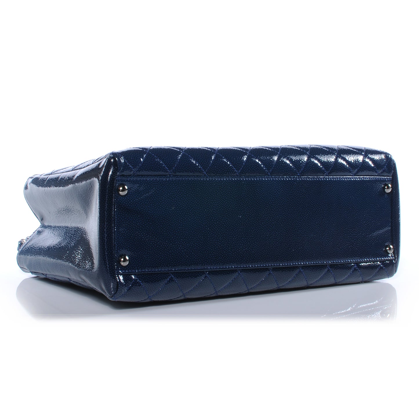 Patent Caviar Diamond Shine Small Reissue Tote Navy