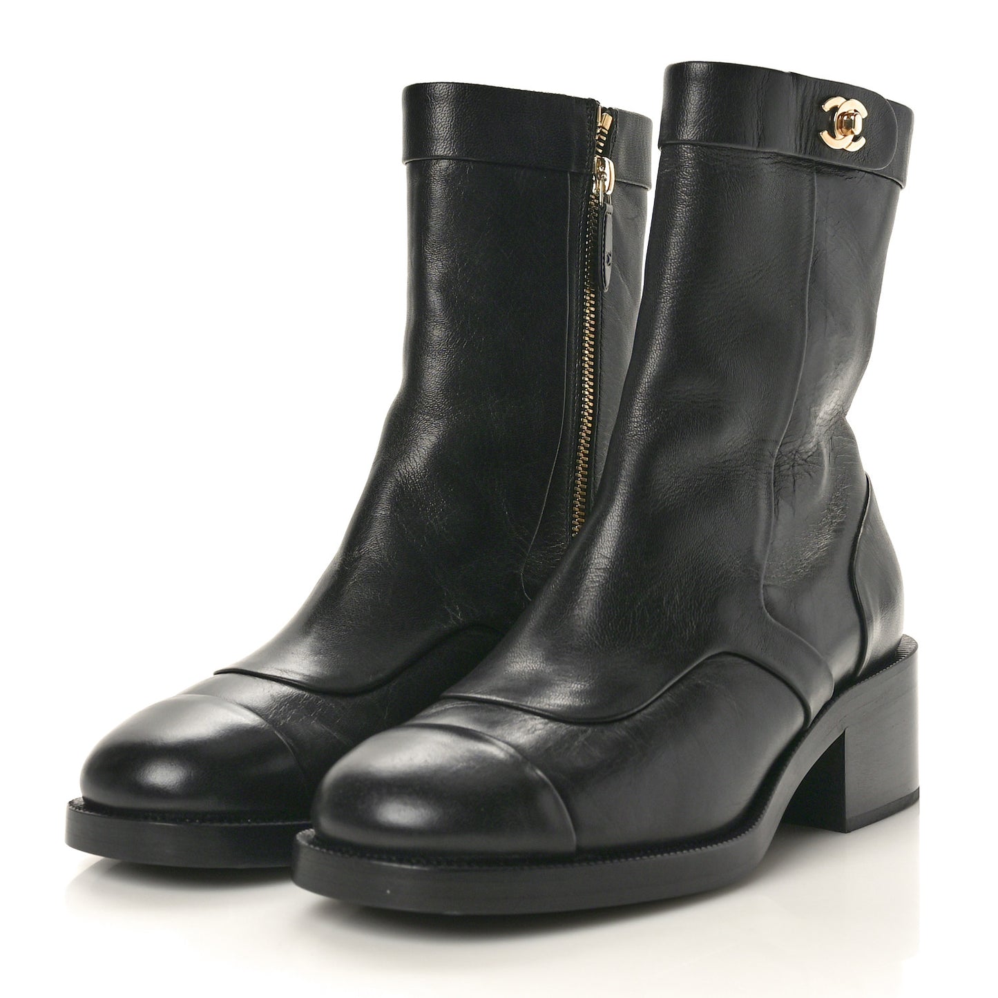 Shiny Goatskin CC Short Boots 37.5 Black
